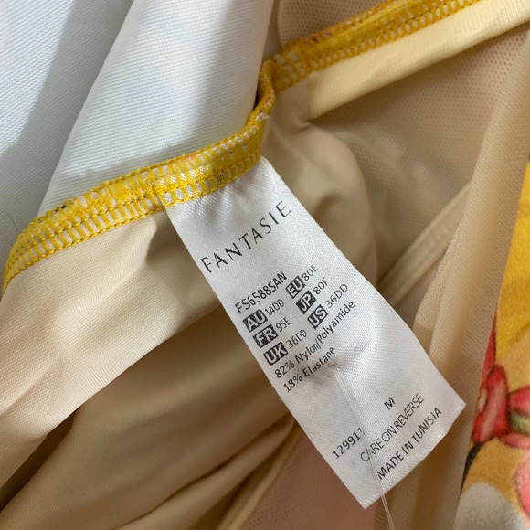 Fantasie One Piece Swimsuit Medium 36DD Yellow Floral Anguilla Underwire NEW - Picture 9 of 10